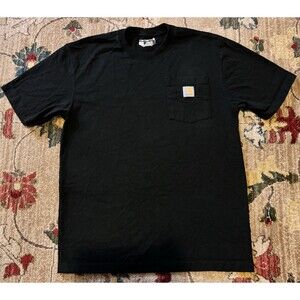 Men’s Carhartt T-shirt size Small loose fit black - pocket workwear Cotton